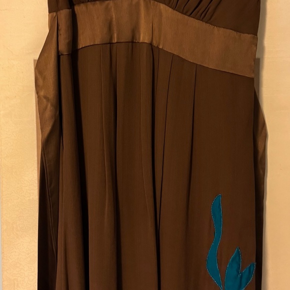 Lotta Stensson Formal Dress, rich brown color with turquoise trim - Picture 4 of 8